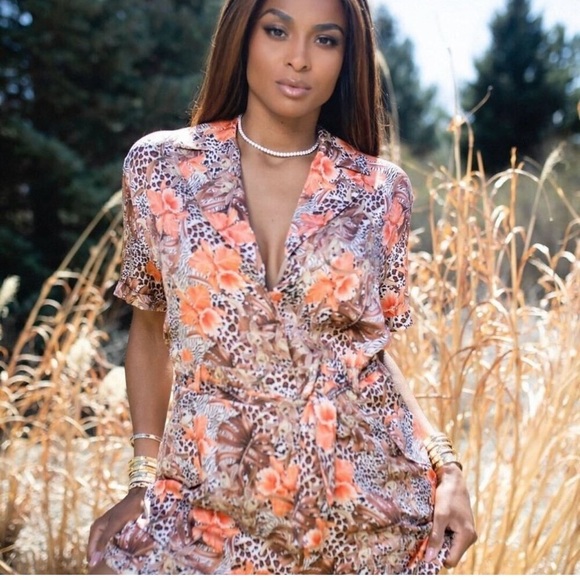 REVOLVE Pants - NWT Lita by Ciara Brown and Orange Belted Romper M